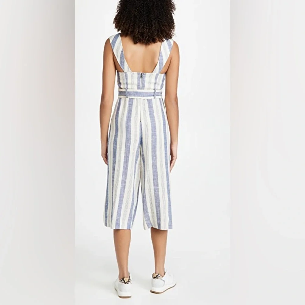 Alice + Olivia Marty Belted Striped Linen-Blend Jumpsuit - Picture 5 of 16
